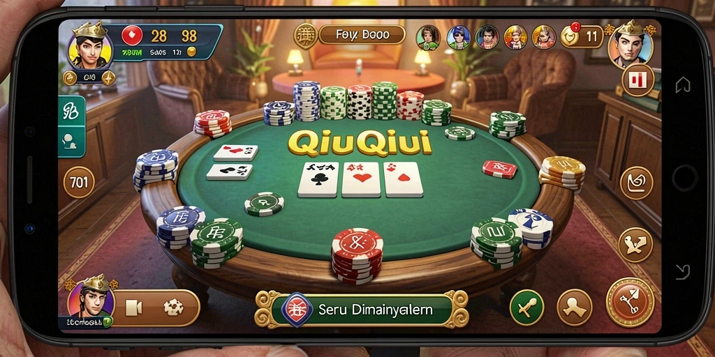 Screenshot gameplay F08 dengan antarmuka QiuQiu yang dinamis.