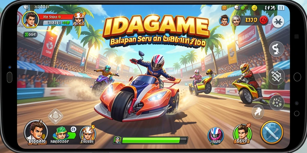 Tampilan gameplay seru balapan di IDAGAME yang menegangkan.