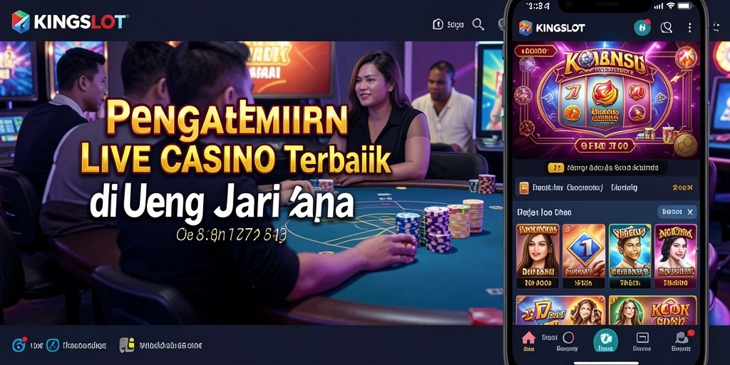 Screenshot KINGSLOT menampilkan dealer profesional dan gameplay Live Casino yang seru.