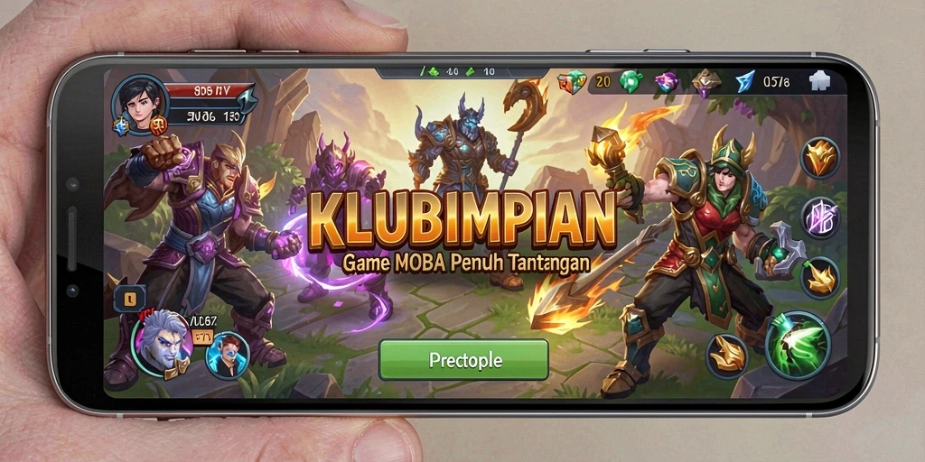 Screenshot gameplay MOBA yang penuh aksi.