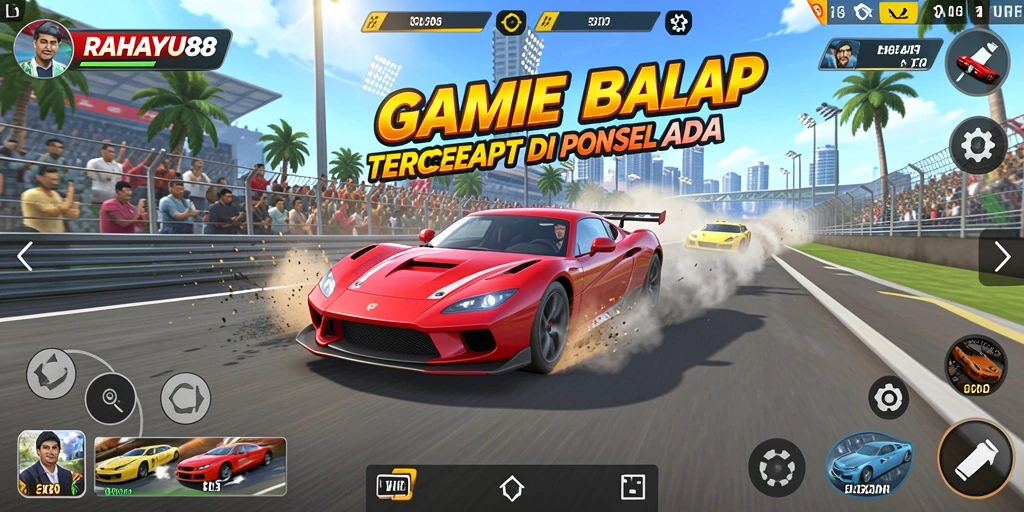 Tampilan gameplay RAHAYU88 yang mendebarkan di lintasan balap.