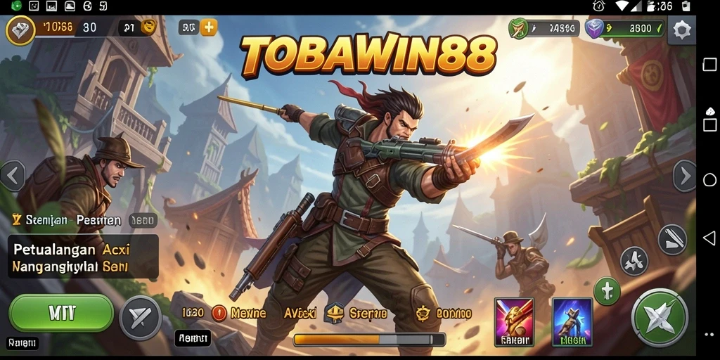 Screenshot gameplay menampilkan pertempuran aksi yang mendebarkan.