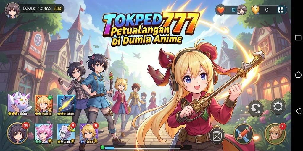 Tangkapan layar gameplay seru dari TOKPED777 yang menampilkan karakter anime.